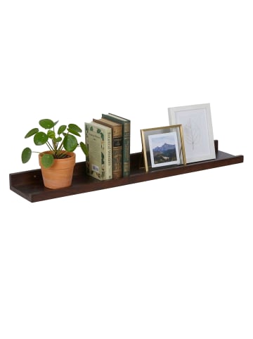 relaxdays Wandregal in Dunkelbraun - (B)80 x (H)5 x (T)15 cm