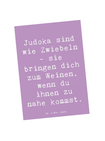 Mr. & Mrs. Panda Postkarte Spruch Judo Zwiebel mit Spruch in Lavendeltraum