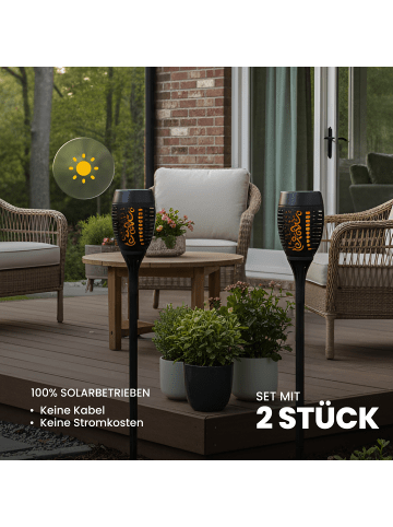 STAR Trading Solar Wegeleuchte Flame in Schwarz