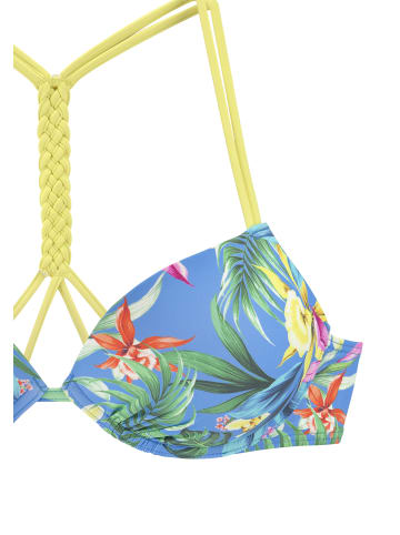 Venice Beach Push-Up-Bikini-Top in blau-bedruckt