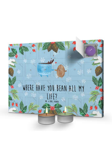 Mr. & Mrs. Panda Adventskalender Kaffee Bohne mit Spruch in Eisblau