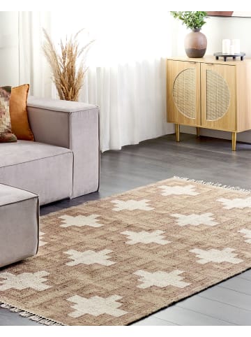 Beliani Geflochtener Teppich KONURTAY in Beige - (W) 160 x (L) 230 cm