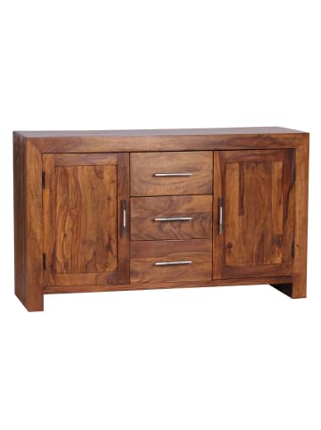 KADIMA DESIGN Elegantes Sideboard Sheesham, 3 Schubladen, 2 Türen, Landhaus-Stil