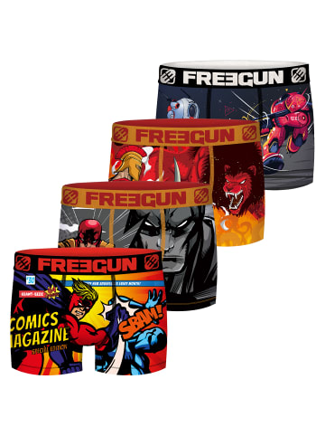 Freegun Trunk Freegun Comic Herren Boxershorts 4er Pack in Mehrfarbig