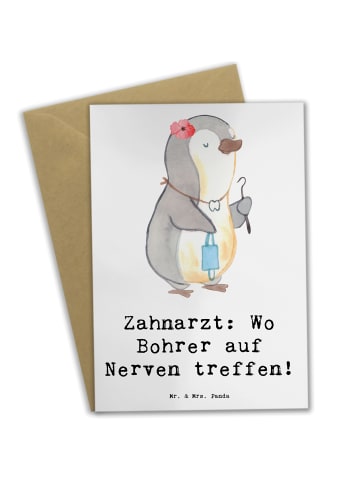 Mr. & Mrs. Panda Grußkarte Zahnarzt Nerven mit Spruch in Weiß