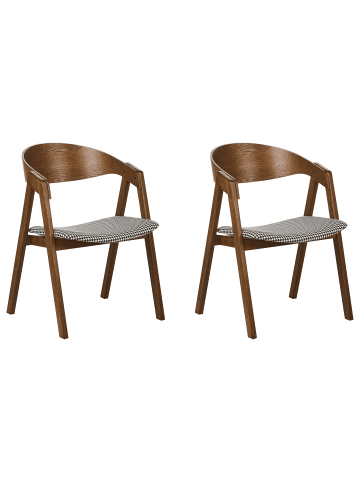 Beliani 2er-Set Esszimmerstuhl YUBA in Braun/Schwarz/Weiß