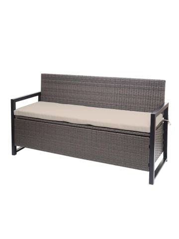 MCW Poly-Rattan 3er Sitzbank F39, Grau-meliert, Kissen beige