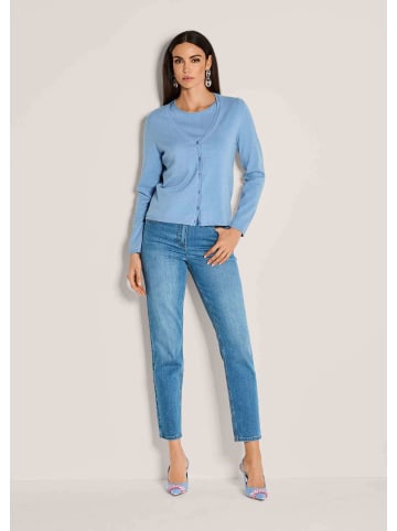 MADELEINE Basic Strickjacke mit Halbarmpullover in rauchblau / melange