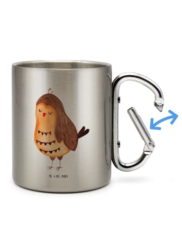 Mr. & Mrs. Panda Thermobecher Eule Zufrieden ohne Spruch in Silber