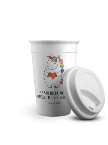 Mr. & Mrs. Panda Thermobecher Einhorn Herz mit Spruch in Weiß
