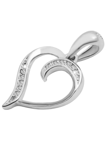 Adeliás Damen Anhänger – Herz Herzanhänger aus 925 Silber mit Zirkonia in silber