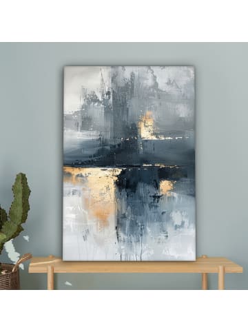 MuchoWow Poster mit Leiste Abstrakte Kunst gold grau  (BxH)