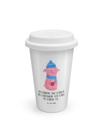 Mr. & Mrs. Panda ToGo Kaffeebecher Schweinchen Glühwein mit Spruch in Weiß