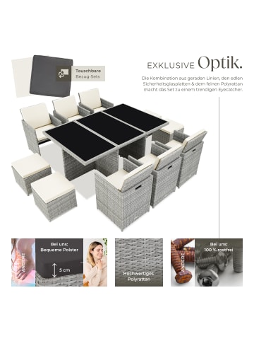 tectake Aluminium Rattan Gartenlounge für 6 bis 10 Personen, Inkl. Schutzhülle
