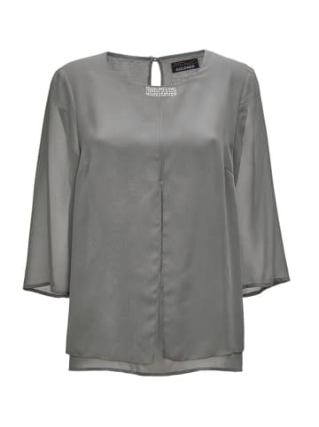 GOLDNER Kurzgröße:  Luftige Bluse mit Glitzersteinchen in silbergrau