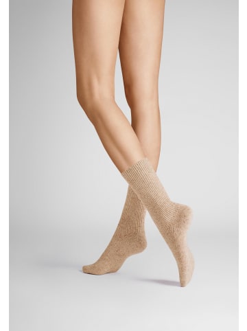Hudson Socken Winter Rib weich in Beigemel.