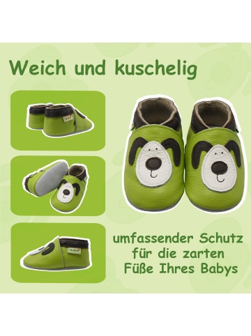 Sayoyo Baby Krabbelschuhe aus Leder, weiche Lauflernschuhe mit rutschfester Sohle 