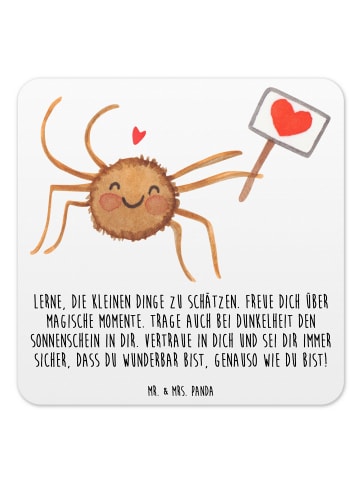 Mr. & Mrs. Panda Glasuntersetzer Spinne Agathe Motivation mit Sp... in Weiß
