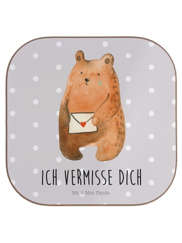 Mr. & Mrs. Panda Tassen Untersetzer Bär Liebesbrief mit Spruch in Grau Pastell