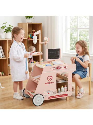 COSTWAY Kinder Arztwagen mit 23 Zubehörteilen ab 3 Jahren in Rosa