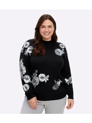 sheego by Joe Browns Pullover in schwarz-silberfarben-gemustert