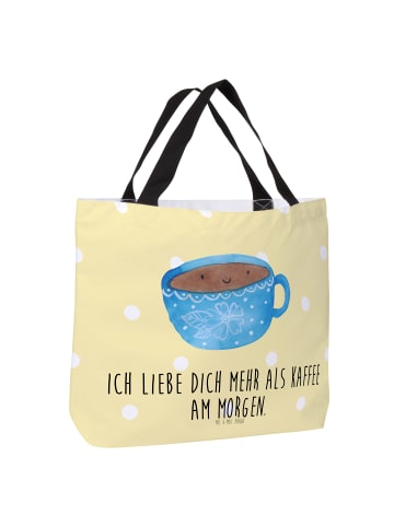 Mr. & Mrs. Panda Shopper Kaffee Tasse mit Spruch in Gelb Pastell