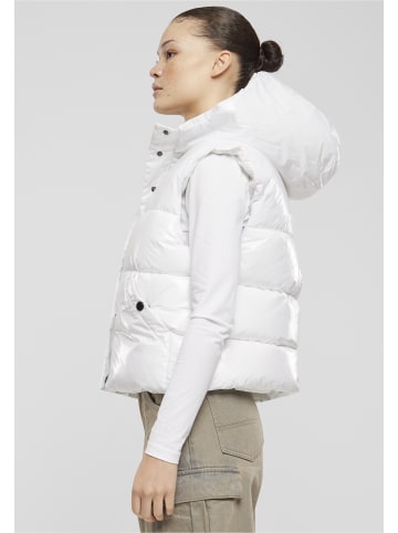 Urban Classics Urban Classics Ladies Recycled Shiny Puffer Vest with Hood in white