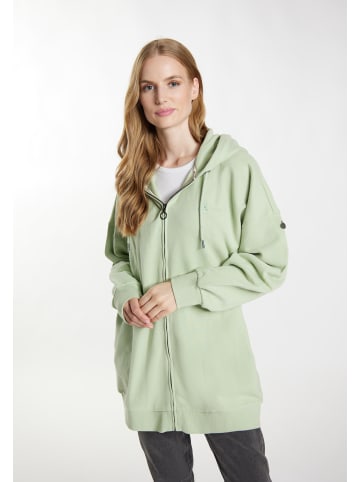 DreiMaster Damen Lange Sweat Kapuzenjacke in Rauchgrün