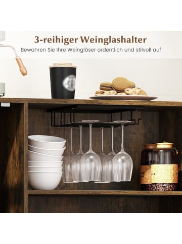 COSTWAY Sideboard Küchenschrank mit Glastür in Braun