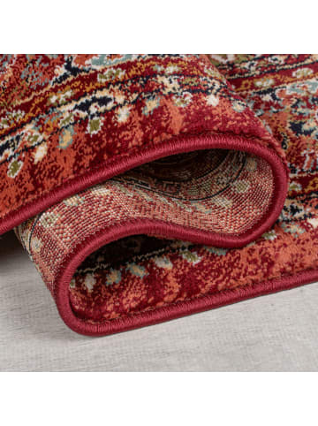 KADIMA DESIGN Teppich Kurzflor Herati Muster Persisch, Wohnzimmer in Rot