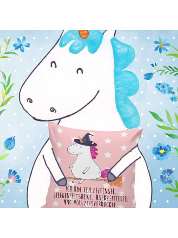 Mr. & Mrs. Panda kuschelkissen 40x40 Einhorn Hexe mit Spruch in Rot Pastell