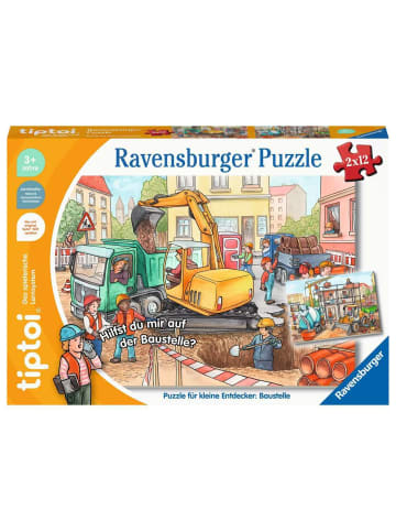 Ravensburger Lernspiel Puzzle 12 Teile tiptoi® Puzzle für kleine Entdecker: Baustelle - 2x12 Teile Ab 3 Jahre in bunt