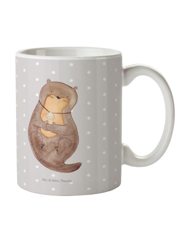 Mr. & Mrs. Panda Bedruckte Tasse Otter Muschel ohne Spruch in Grau Pastell