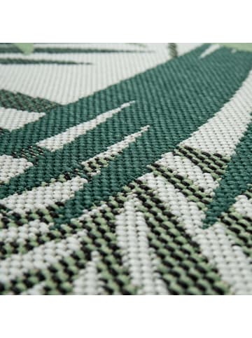 KADIMA DESIGN Outdoor Teppich Palmblättermuster Balkon, Terrasse schmutzabweisend in Grün