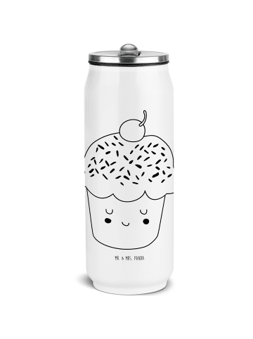 Mr. & Mrs. Panda Edelstahl Trinkflasche Cupcake ohne Spruch in Weiß