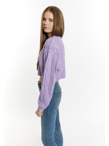 myMo Damen Strick Cropped Pullover in Violett