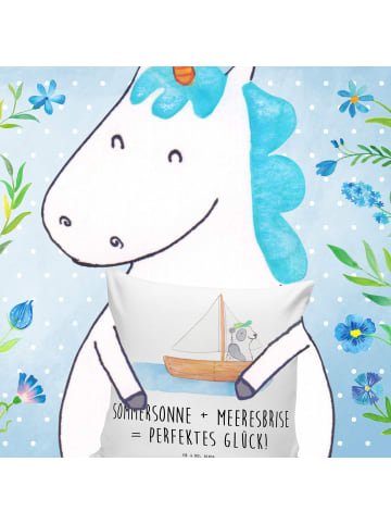 Mr. & Mrs. Panda Deko Kissen Sommer Meer Glück mit Spruch in Weiß