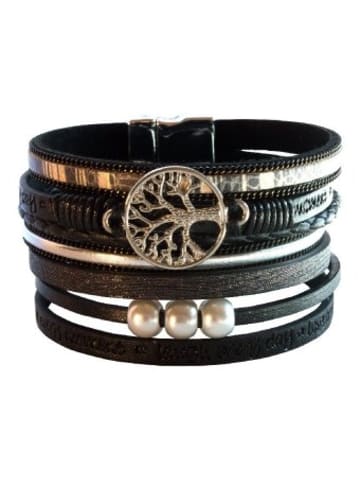 Saraswati Design Nonbook - Armband "Baum des Lebens" Kunstleder schwarz, Metall silber