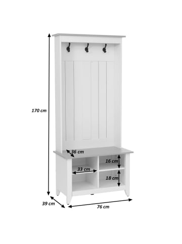 MCW Garderobe P28, Weiß, natur