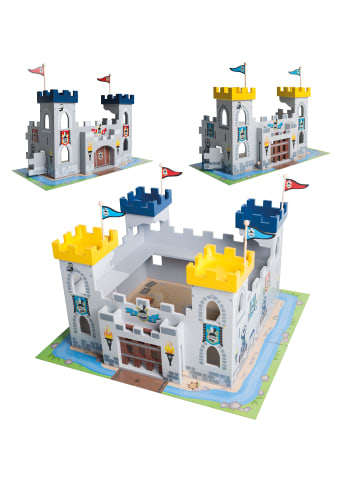 roba Ritterburg 3in1 – Holz-Burgset, 2 Burgen steckbar zu großem Fort