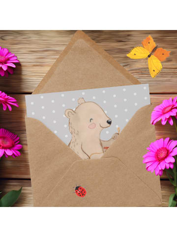 Mr. & Mrs. Panda Grußkarte Bär Makramee ohne Spruch in Grau Pastell