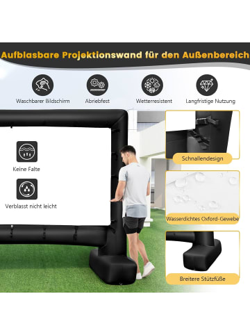 COSTWAY Aufblasbare Beamer Leinwand in Schwarz