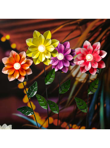 MARELIDA 4er Set LED Solar Gartenstecker Blume in bunt - H: 49,5cm