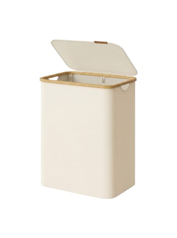 SONGMICS Wäschekorb Roxanne in Cremeweiß - (B)38.5 x (H)70.5 x (T)52 cm