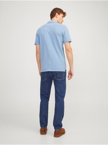 Jack & Jones Polo Shirt JJEPAULOS Sommer Hemd Kragen Pique Cotton in Himmelblau