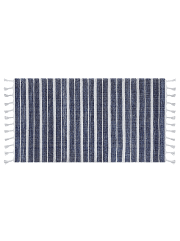 Beliani Geflochtener Teppich BADEMLI in Blau/Weiß - (W) 80 x (H) 1 x (L) 150 cm
