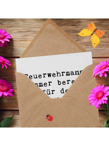 Mr. & Mrs. Panda Grußkarte Spruch Feuerwehrmann Held mit Spruch in Weiß