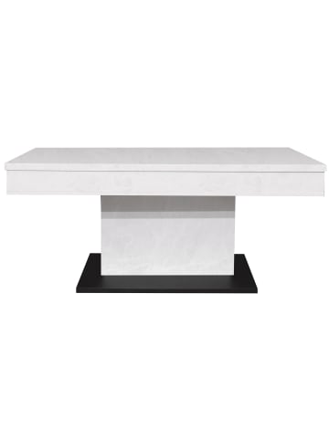 58 aufm Kessel COUCHTISCH Höhenverstellbar Else 1 110x59x60 Holz Keramikoptik Weiß