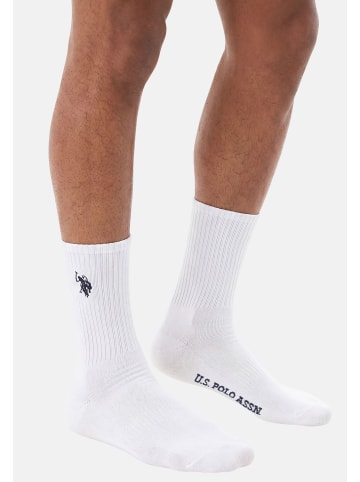 U.S. Polo Assn. Tennissocken USRydr – Herren 6er Pack mit Logo-Stickerei in Weiss-Navy