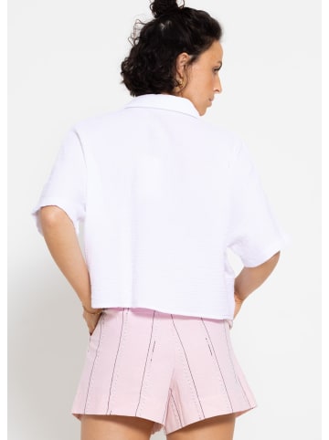 SASSYCLASSY Kurzarm Musselin Bluse in weiß